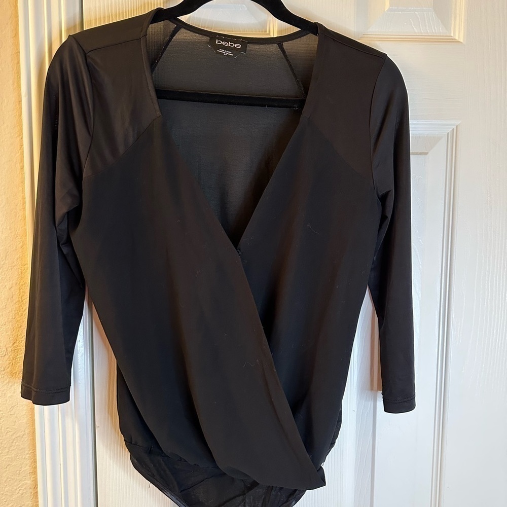 🩷5/$10 Bebe black one piece bodysuit S/P - Picture 2 of 9